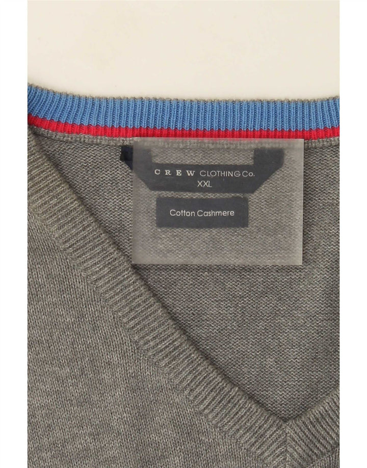 J. Crew Pulover cu decolteu în V pentru bărbați, bumbac gri 2XL