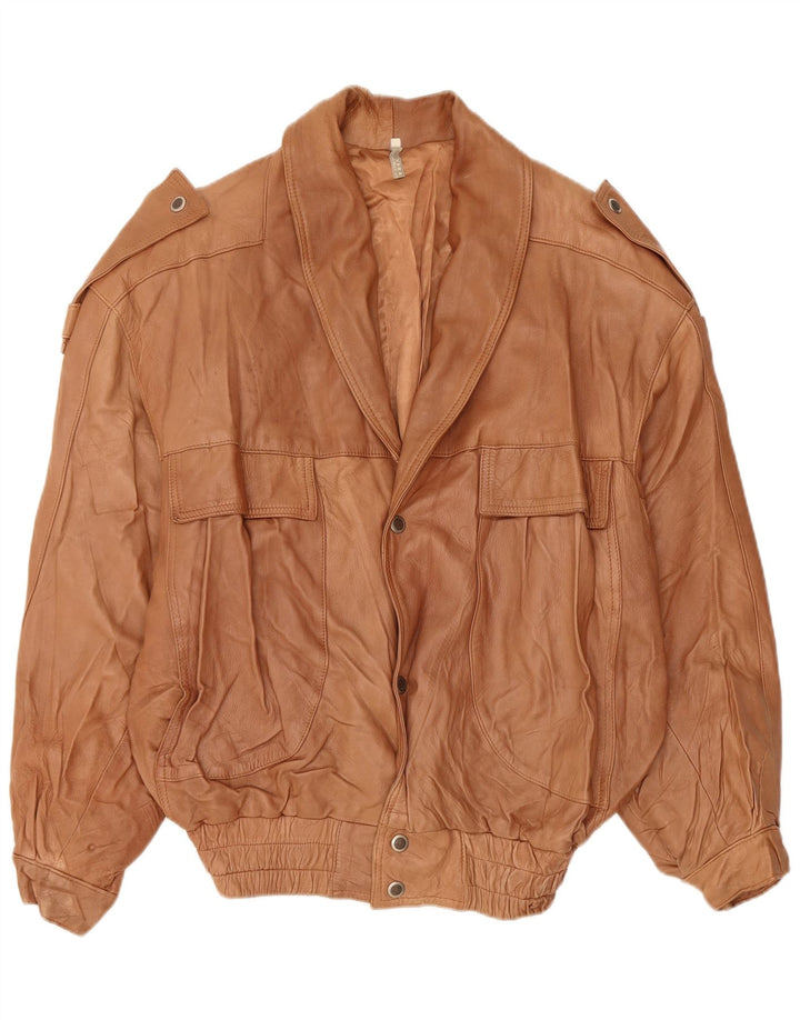 Jachetă militară din piele pentru bărbați VINTAGE UK 44 2XL piele maro