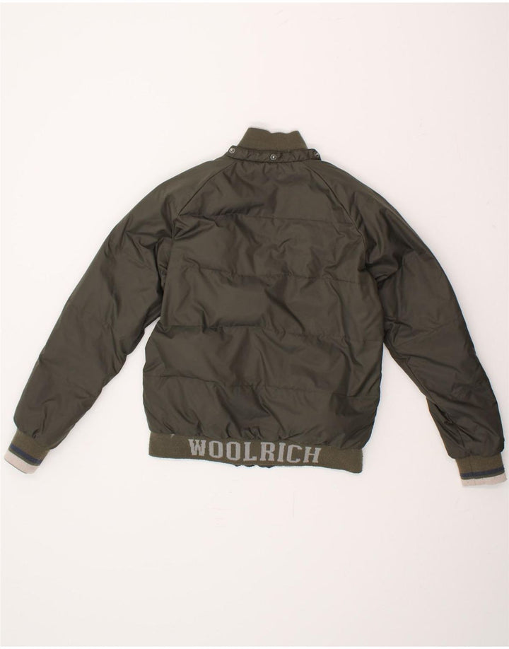 WOOLRICH Boys Graphic Padded Jacket 11-12 Years Green Polyester Vintage Woolrich and Second-Hand Woolrich from Messina Hembry 