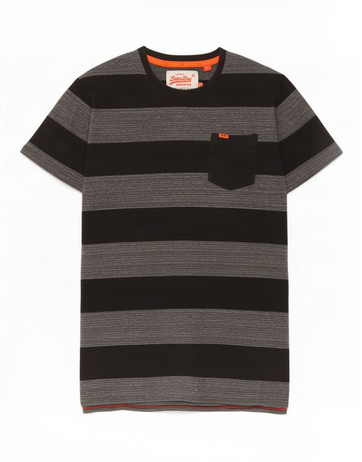 Tricou pentru bărbați Superdry Top din bumbac cu dungi gri mediu