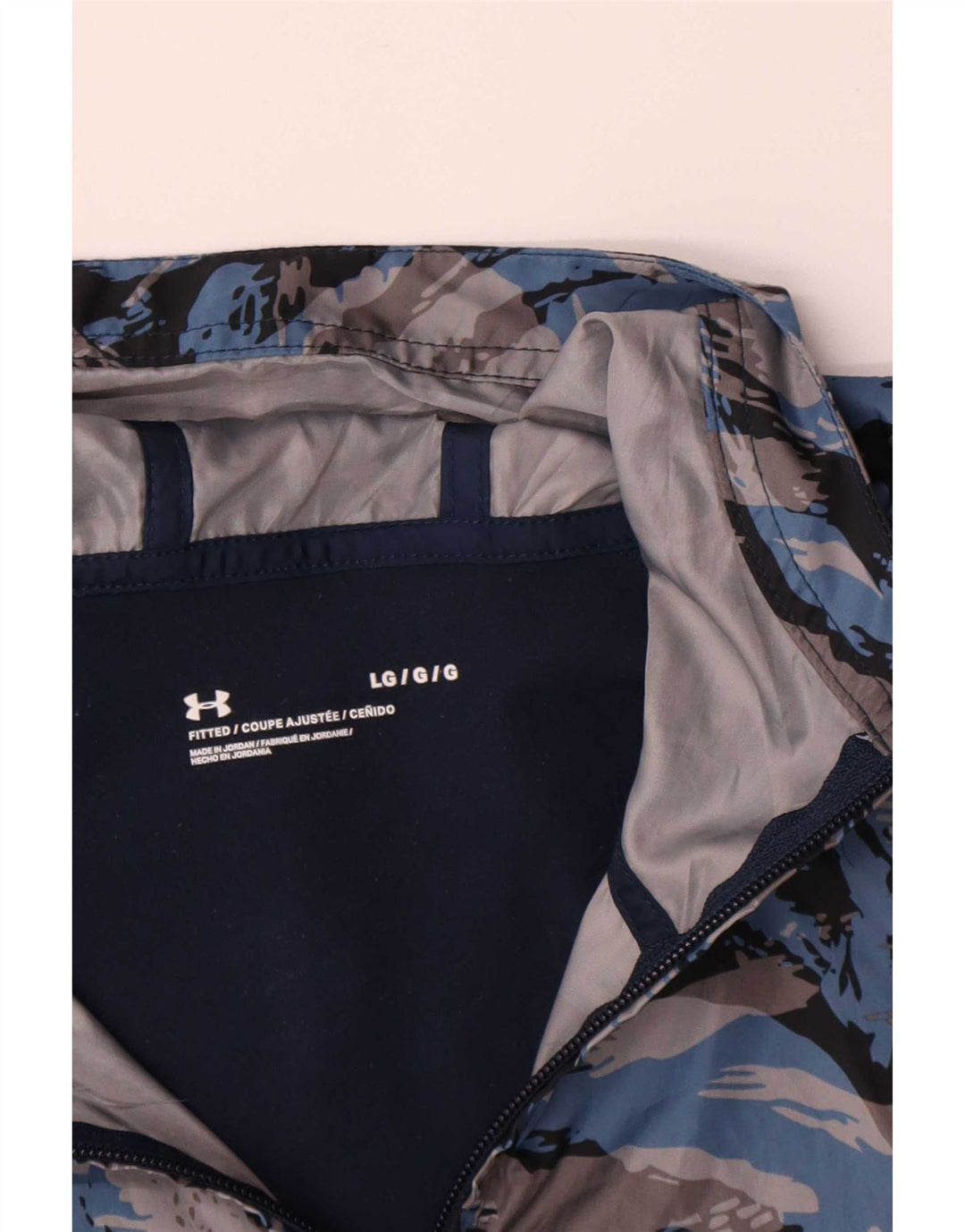 Top de trening Under Armour pentru bărbați, cu glugă, camuflaj, albastru bleumarin