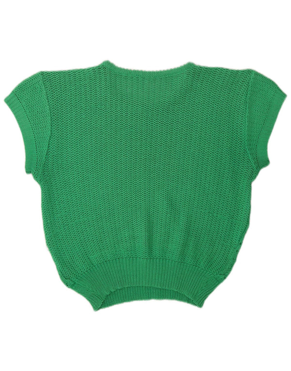 Pulover vintage pentru damă, cu vedere prin cap, cu gâtul cu barca, UK 14, verde mediu