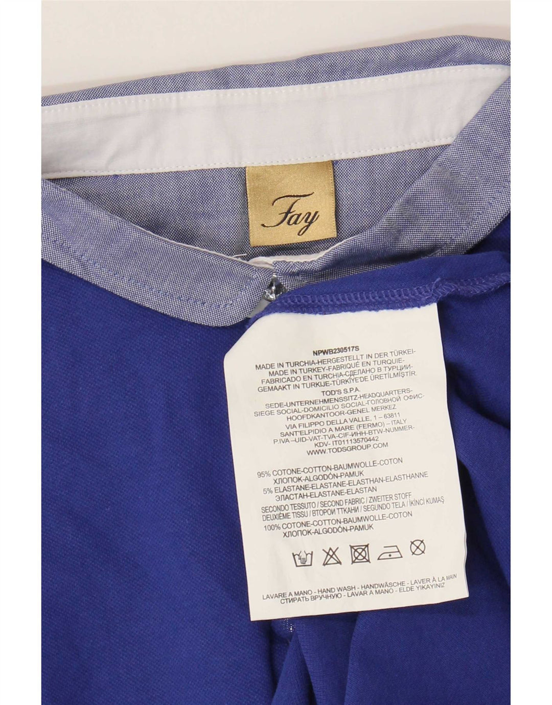 Tricou polo Fay pentru femei UK 14, mare, albastru, bumbac