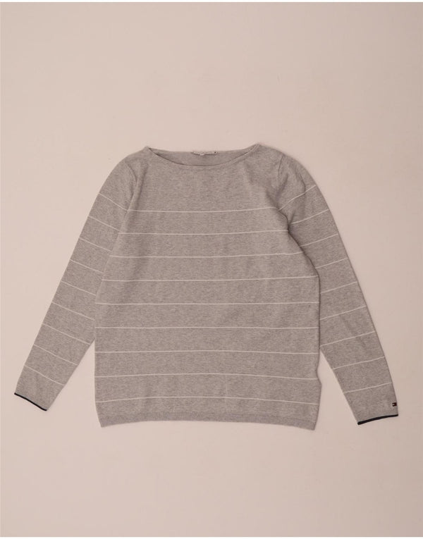 Pulover Tommy Hilfiger pentru femei cu gât de barcă, UK 12, gri mediu, cu dungi