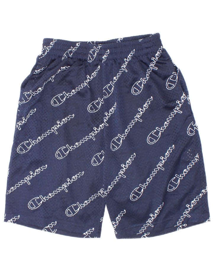Pantaloni scurți sport grafic pentru băieți Champion 9-10 ani, medii, poliester bleumarin