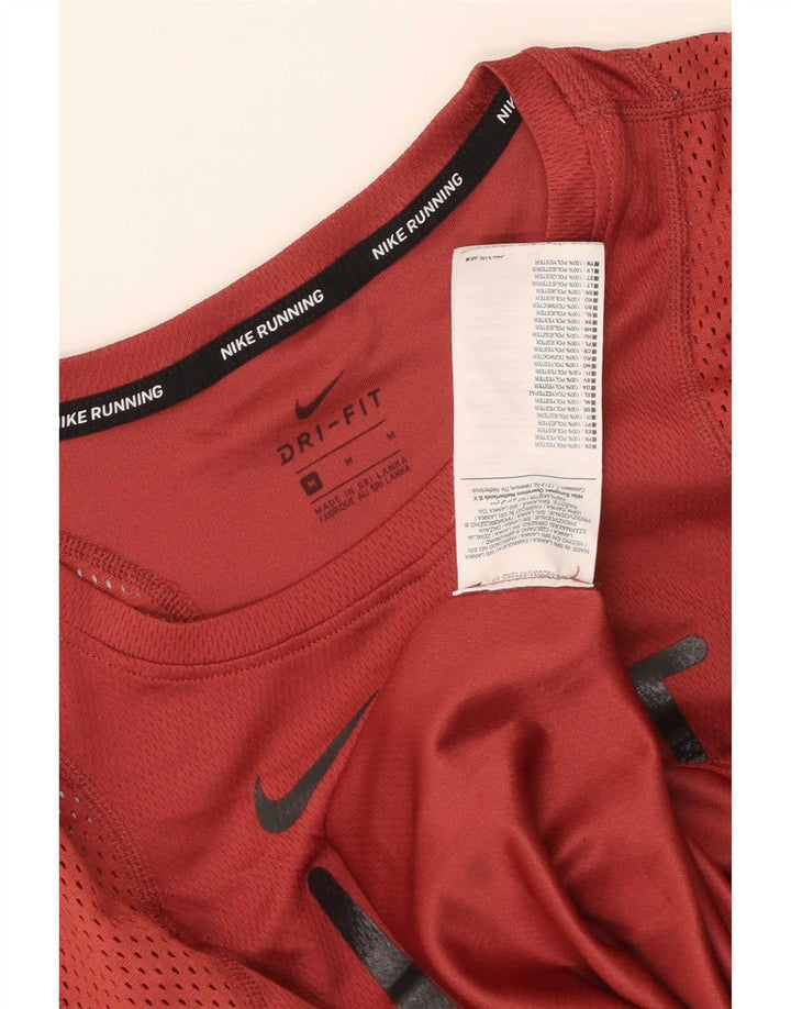 Tricou grafic Nike Dri Fit Running pentru femei Top UK 12 Poliester roșu mediu
