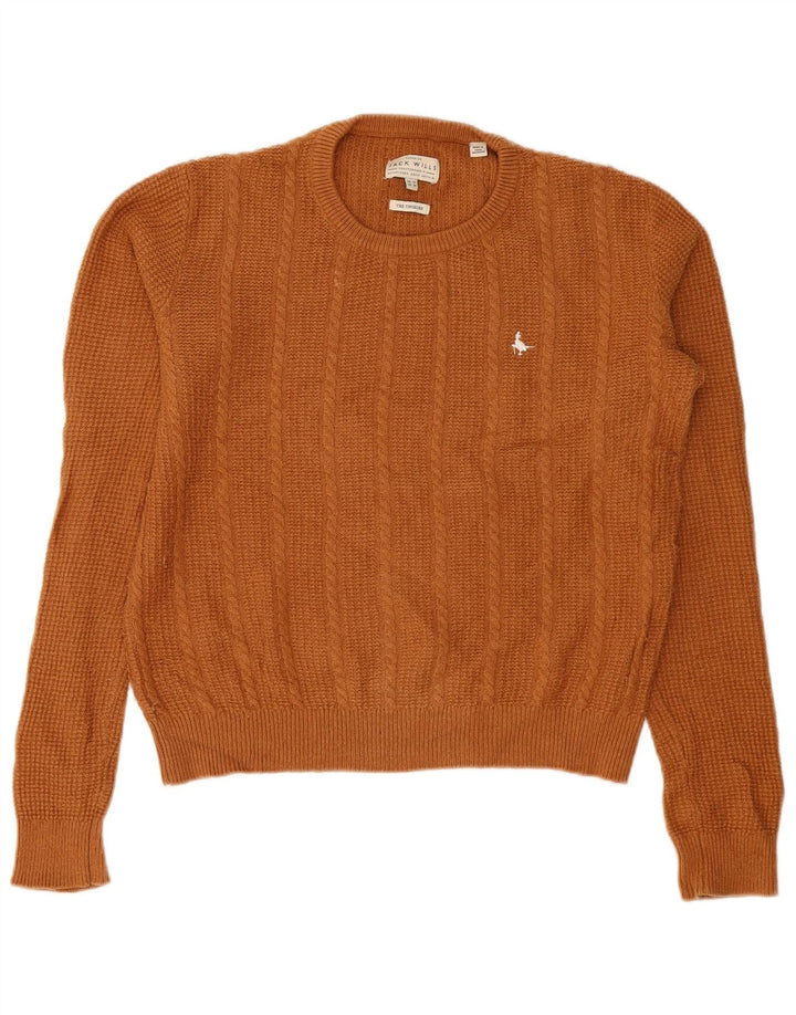 Pulover Jack Wills pentru damă, cu gâtul turn, lână maro mare UK 14