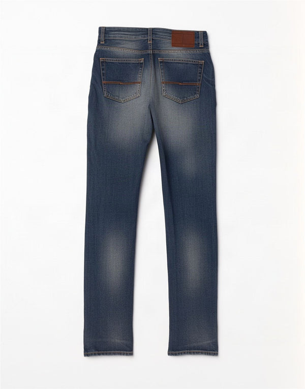 Blugi drepți distressed distressed pentru bărbați Tommy Hilfiger L30 L34 Bumbac albastru