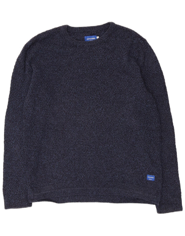 Pulover Jack & Jones pentru bărbați, cu gât crew, XL, bumbac cu pete, albastru bleumarin