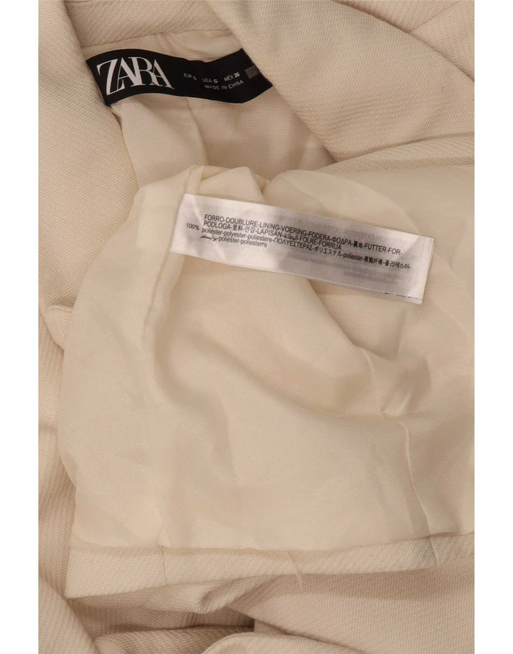 Jachetă Blazer pentru femei Zara, cu două piepturi, UK 10, poliester alb, mic