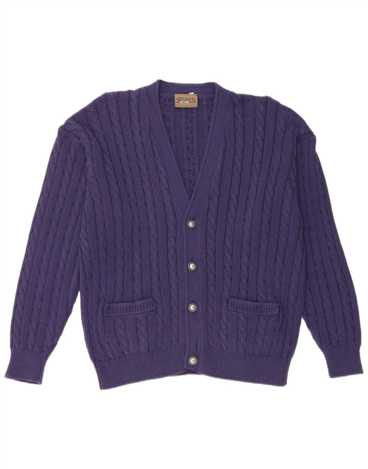 Pulover cardigan pentru bărbați Sevres IT 50 mediu din bumbac bleumarin