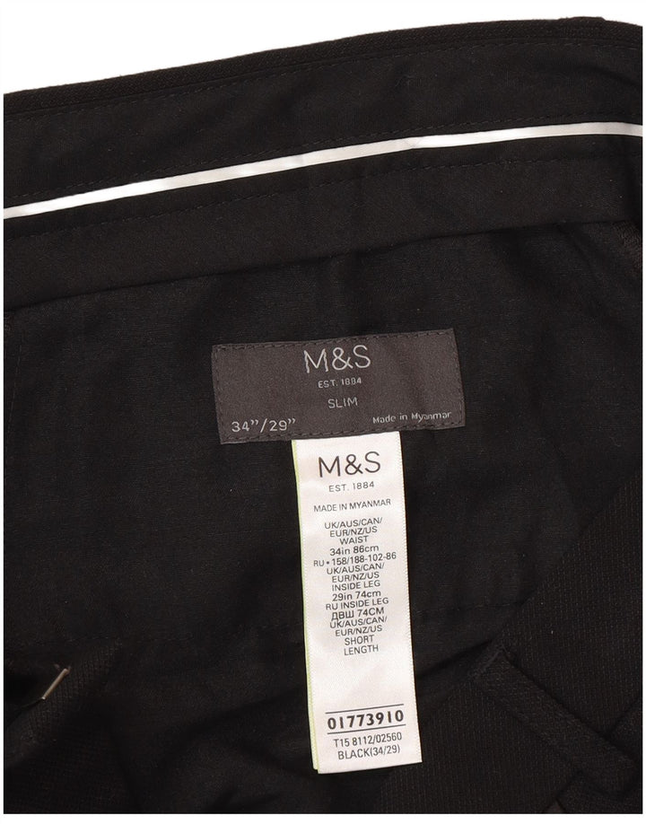 Marks & Spencer Pantaloni subțiri pentru bărbați L34 L29 Poliester negru