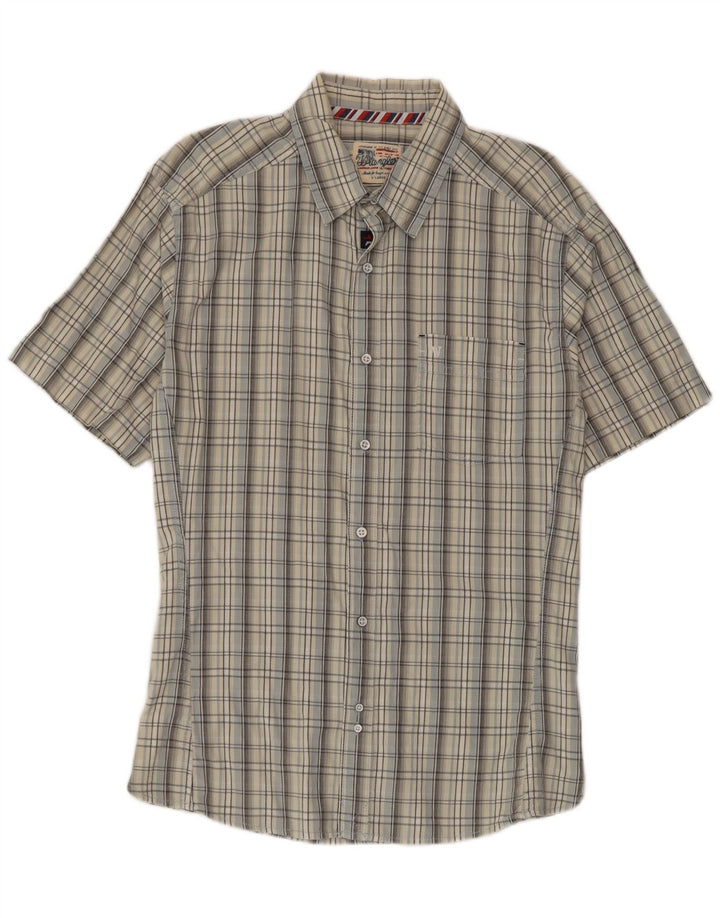 Cămașă cu mânecă scurtă pentru bărbați Wrangler XL, bumbac cu carouri gri