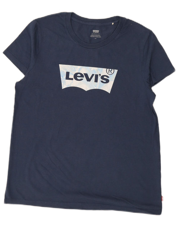 Tricou cu grafic pentru femei LEVI'S Top UK 16 mare bumbac bleumarin