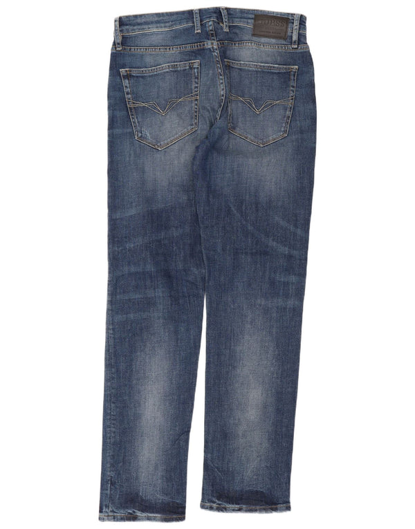 Guess Blugi Distressed Slim drepte pentru bărbați W33 L32 albastru