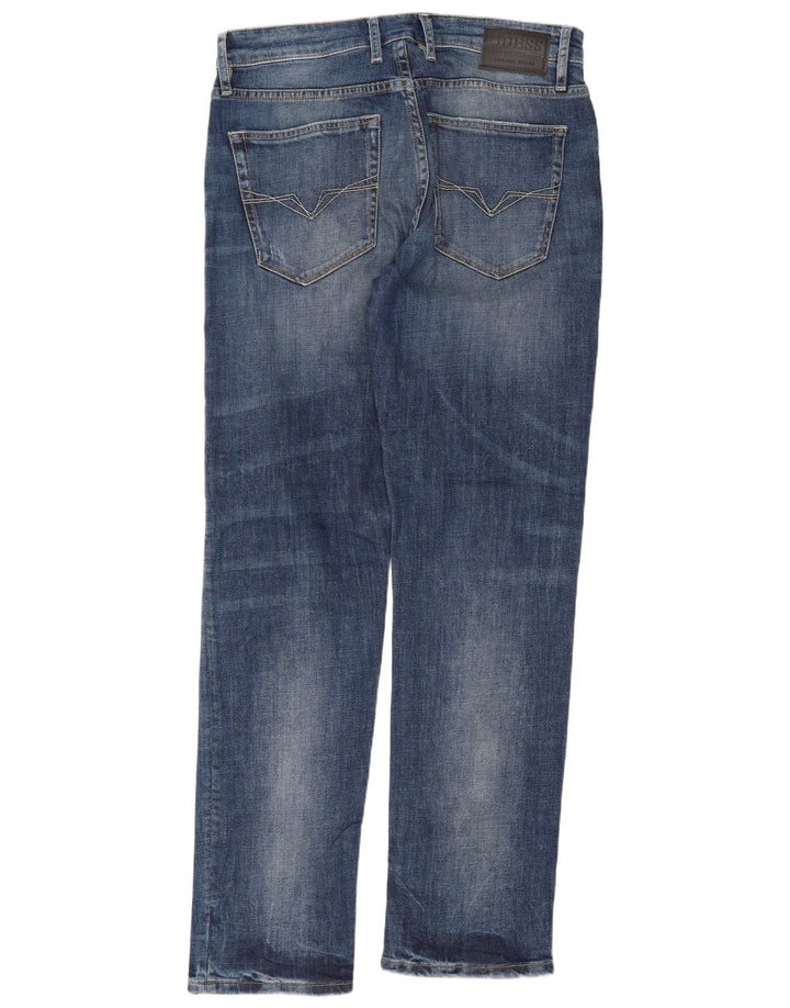 Guess Blugi Distressed Slim drepte pentru bărbați W33 L32 albastru