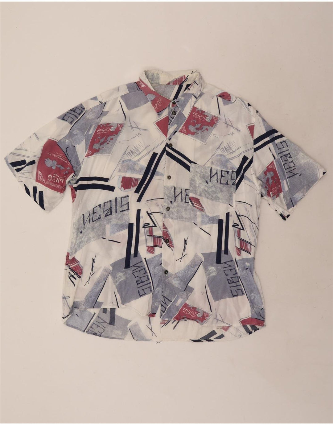 Cămașă Vintage pentru bărbați cu mânecă scurtă XL multicoloră geometrică