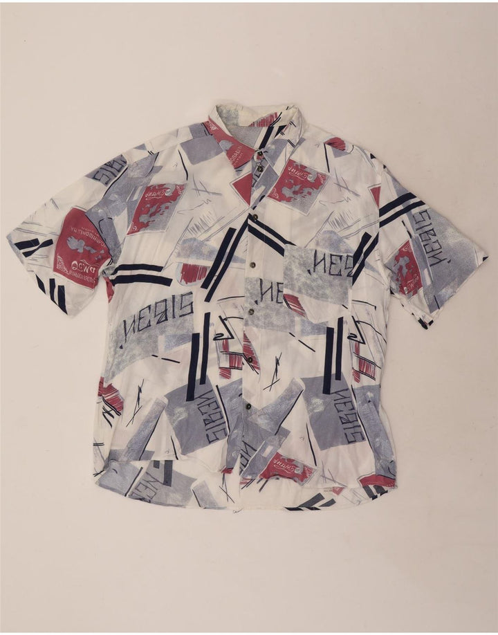 Cămașă Vintage pentru bărbați cu mânecă scurtă XL multicoloră geometrică