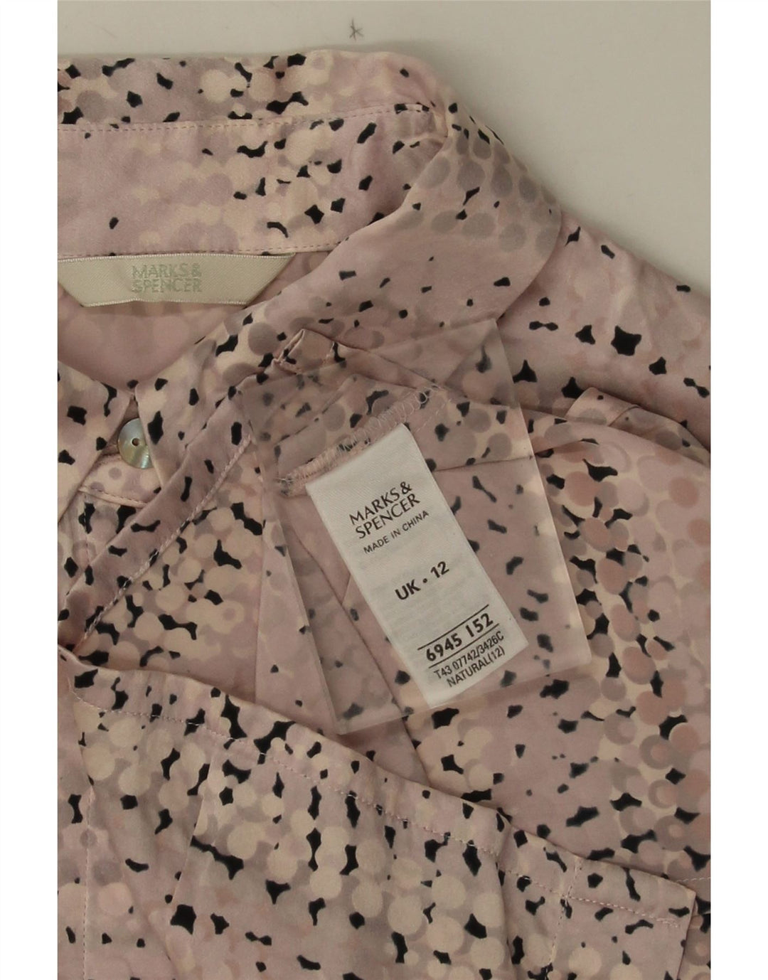 Bluză cămașă pentru femei Marks & Spencer UK 12 Medium Pink Spotted Silk