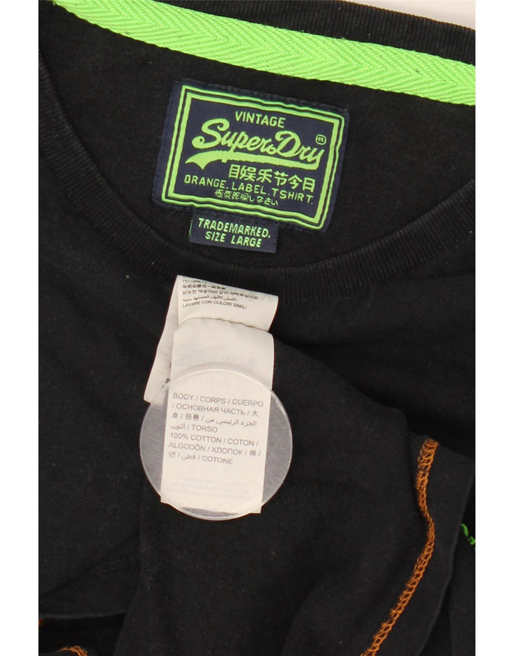 Tricou Superdry pentru bărbați Top mare din bumbac negru