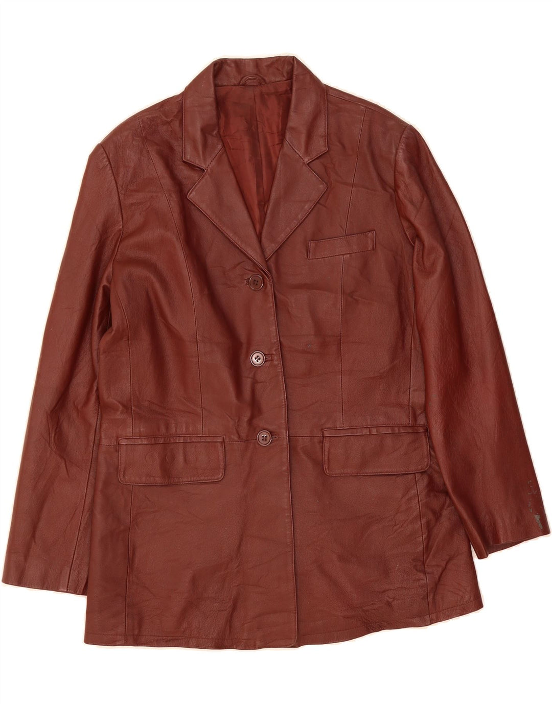 VINTAGE Womens Leather Jacket EU 46 XL Brown Leather Vintage Vintage and Second-Hand Vintage from Messina Hembry 