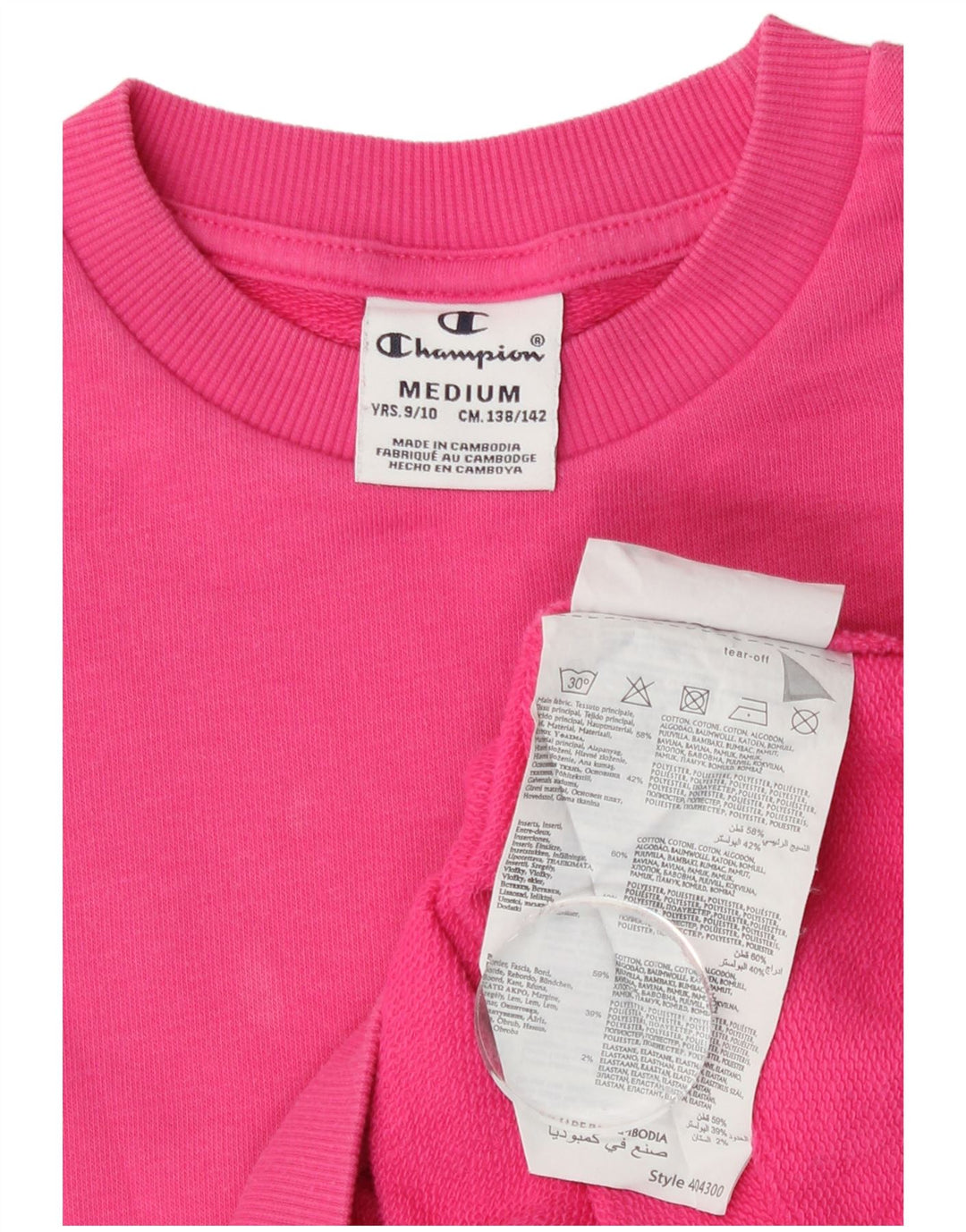 Pulover cu grafic pentru fete Champion 9-10 ani bumbac roz mediu