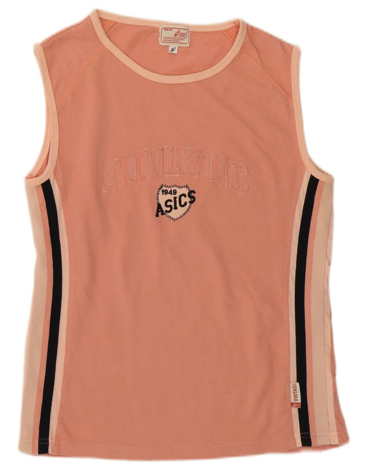 Top cu vestă grafică Asics pentru femei UK 12, bumbac roz mediu