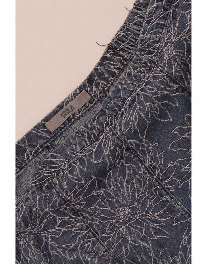 Fusta evazată din denim pentru femei Marks & Spencer W28 Medium Blue Floral