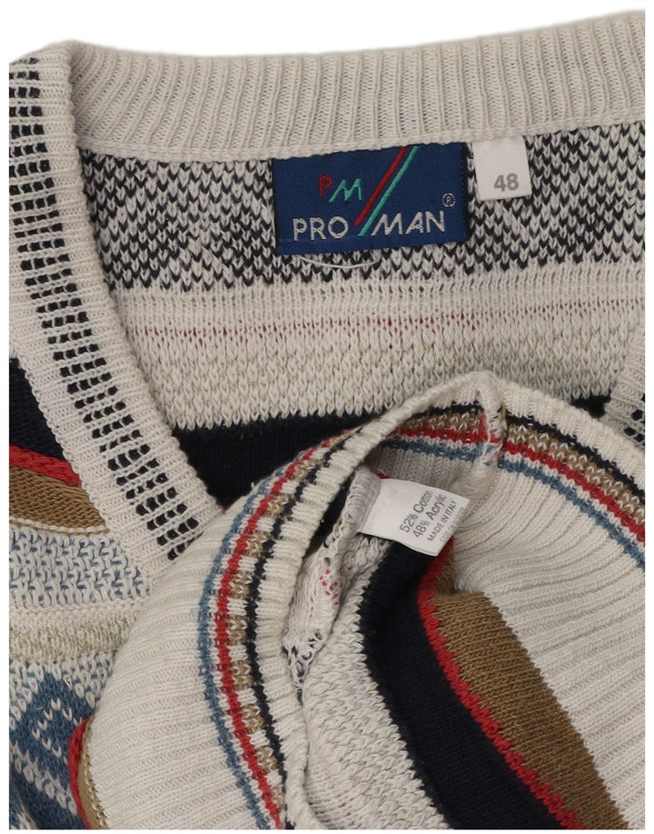 Pulover VINTAGE pentru bărbați cu decolteu în V IT 48 Medium Multicolor Fair Isle