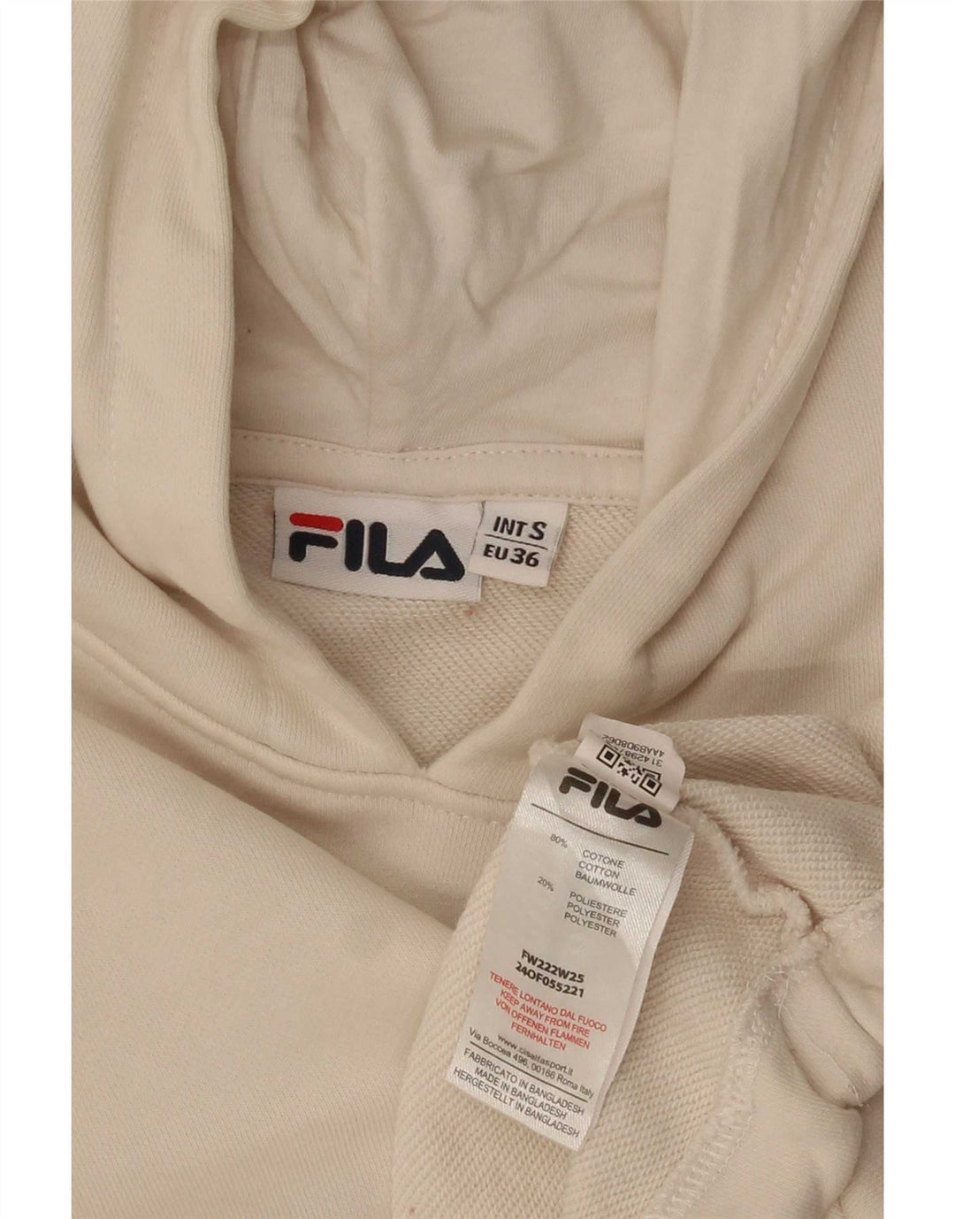 Jumper Fila Crop Oversized Hoodie pentru femei EU 36 Small White Colorblock
