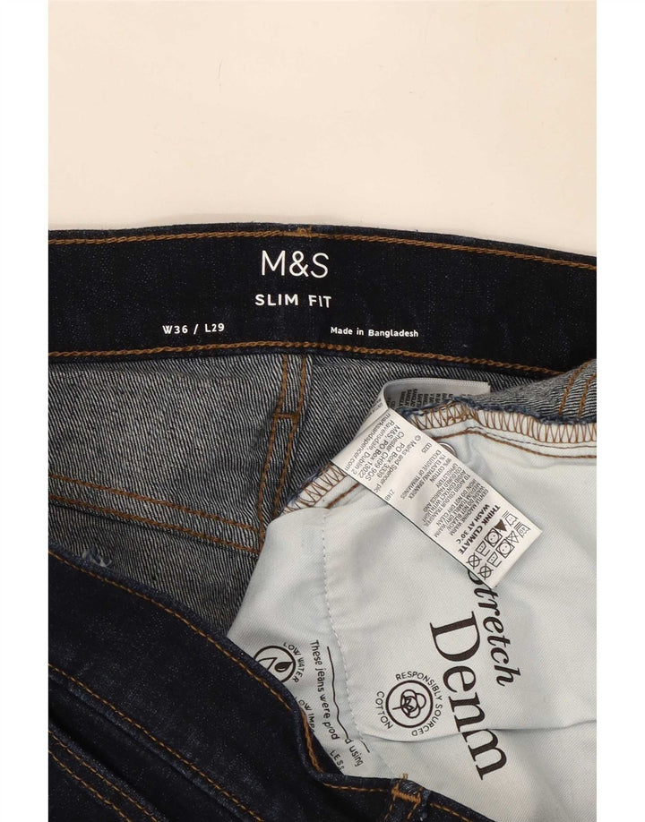 Blugi subțiri pentru bărbați Marks & Spencer W36 L29 bumbac bleumarin