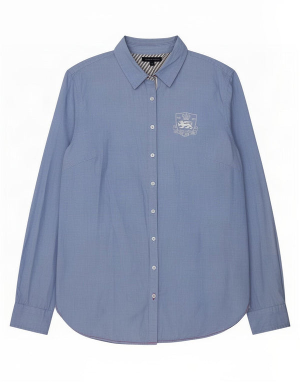 Tommy Hilfiger Womens Regular Fit Shirt US 8 Medium Blue Cotton