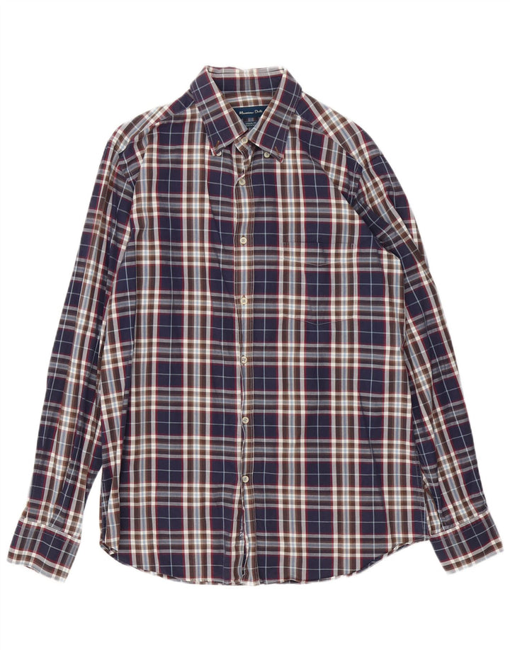 Cămașă Massimo Dutti pentru bărbați, cu o formă lejeră, cu carouri medii bleumarin