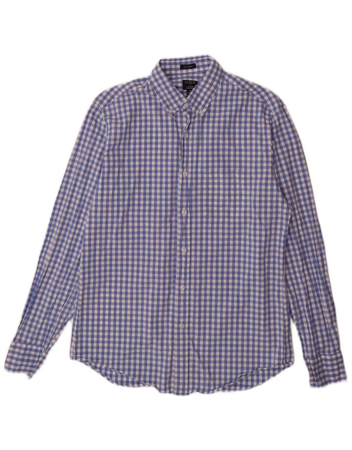 Cămașă clasică pentru bărbați J. CREW, bumbac vichy albastru mediu