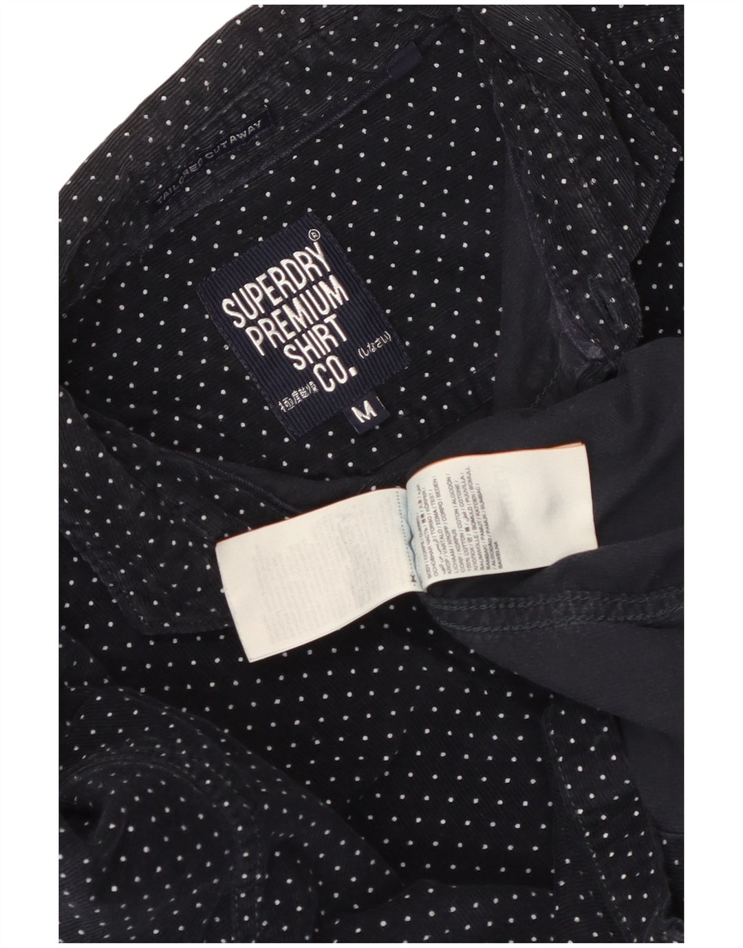 Cămașă pentru bărbați din velur Superdry, bumbac cu pete, albastru, mediu