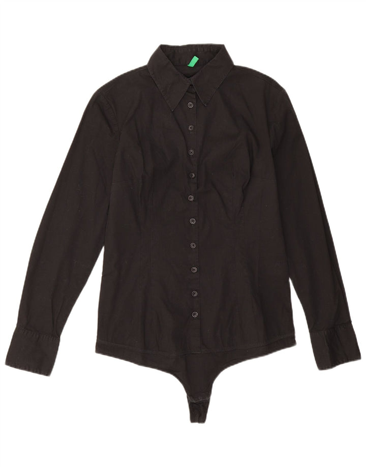 Body de cămașă cu mânecă lungă pentru femei Benetton UK 12 Medium Black
