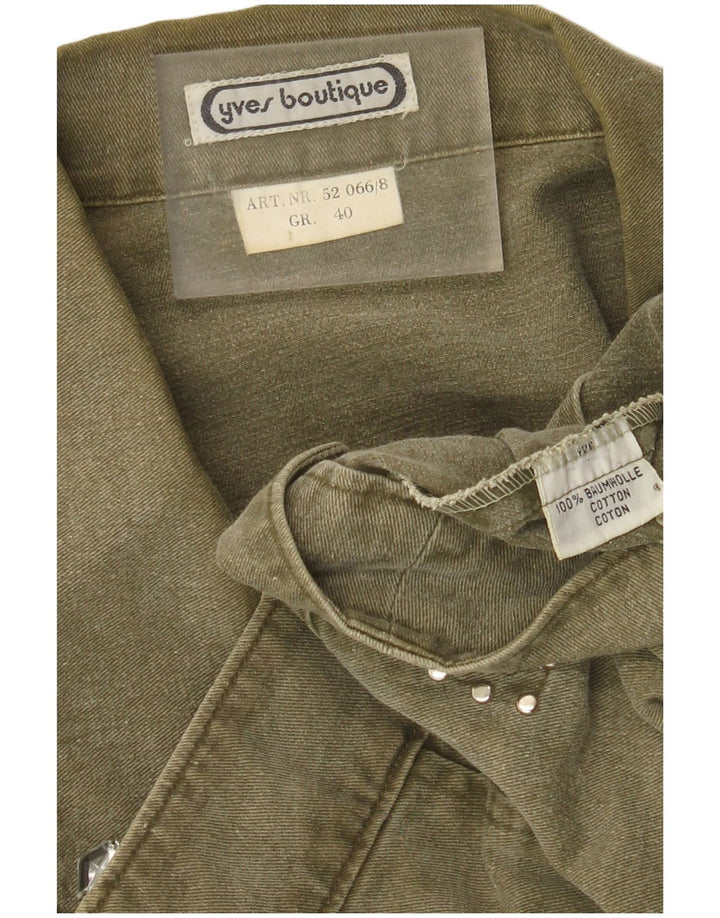 Jachetă de denim crop vintage pentru femei EU 40 bumbac verde mediu