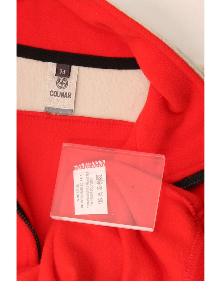 COLMAR Womens Zip Neck Fleece Jumper UK 12 Medium Red Colourblock Vintage Colmar and Second-Hand Colmar from Messina Hembry 