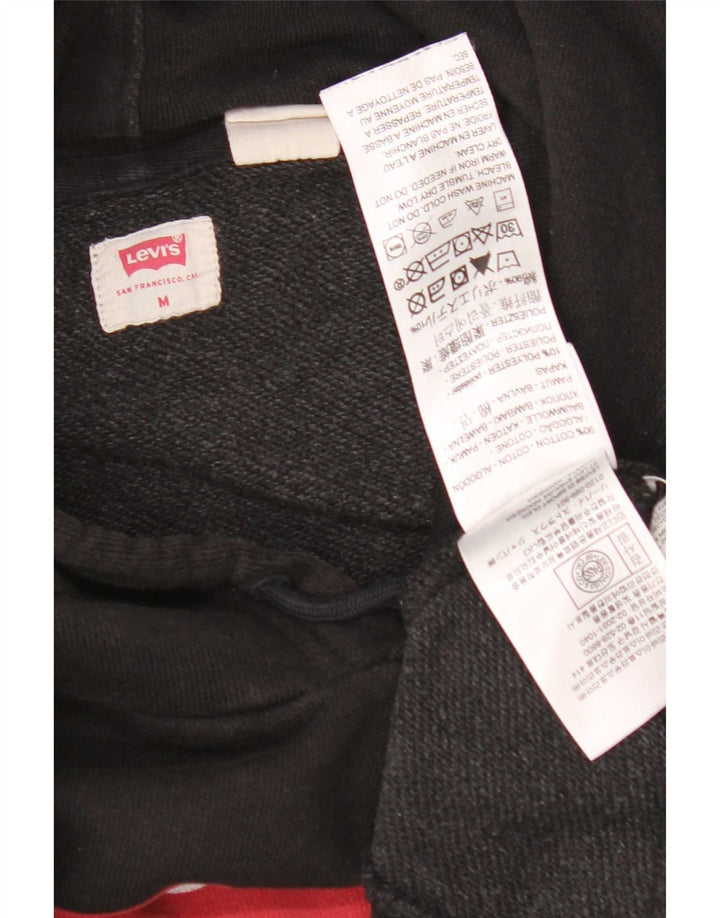 Pulover Levi's pentru bărbați cu capota cu grafică, bumbac mediu negru