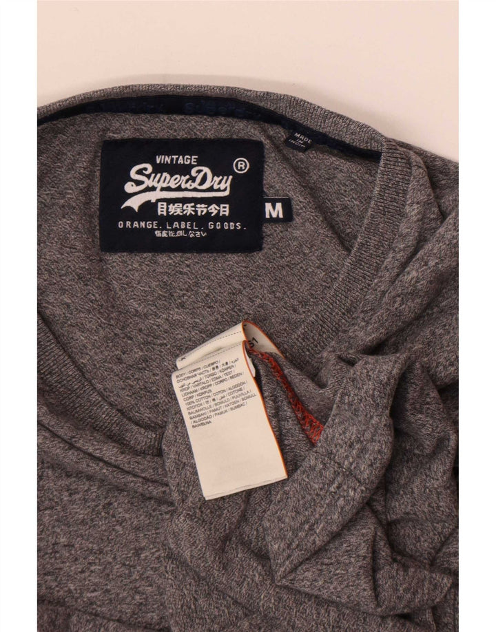 Top pentru bărbați Superdry cu mânecă lungă, gri mediu, bumbac cu pete