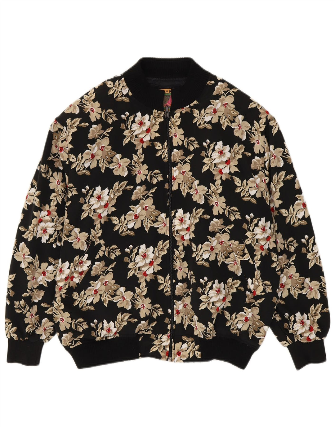 Jachetă Bomber Vintage pentru femei, cu o formă lejeră, UK 14 Medium Negru, Poliester Floral