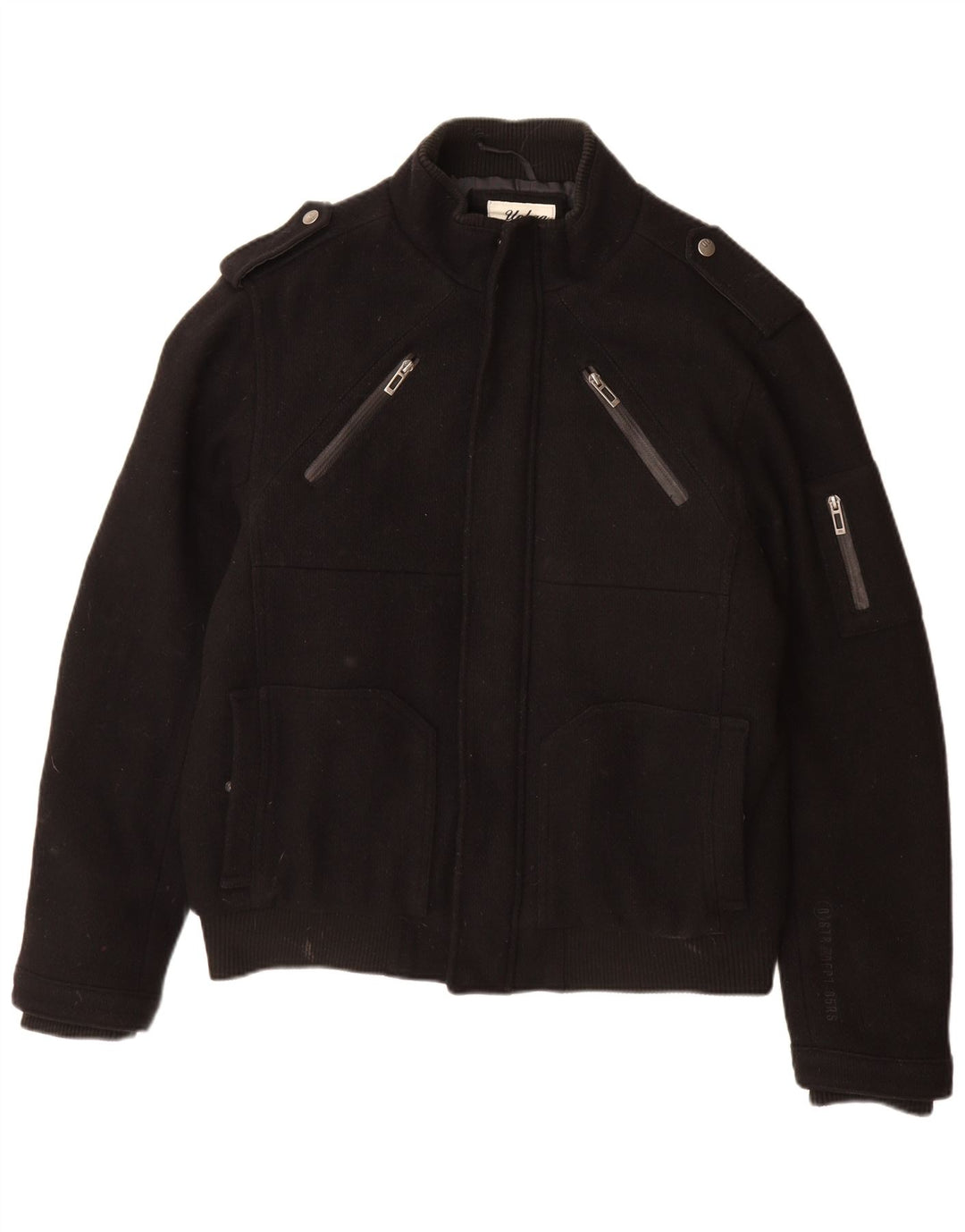 ANGELO LITRICO Jachetă militară pentru bărbați UK 42 XL Lână neagră