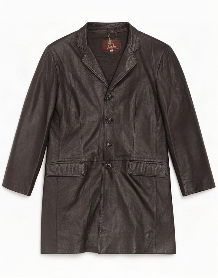 Heeli Heeli Mens Leather Coat UK 40 Large Black