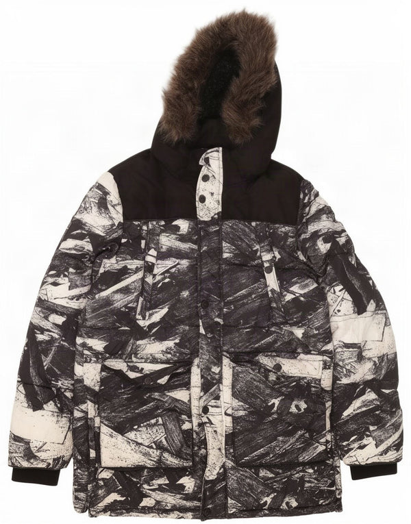 Jachetă de schi cu glugă Superdry pentru bărbați UK 42 XL, poliester negru color bloc
