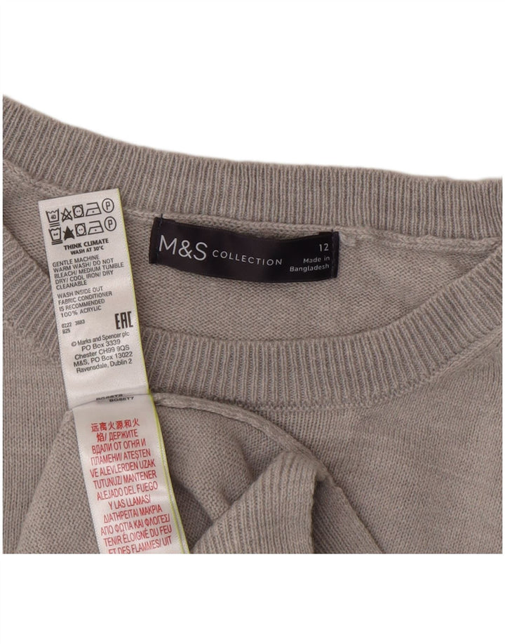 Pulover pentru femei Marks & Spencer cu decolteu rotund cu grafică, UK 12, gri mediu