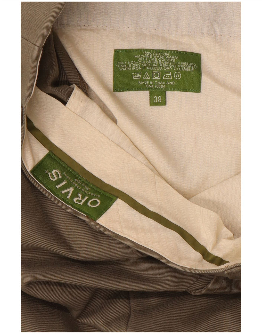 Pantaloni chino drepți pentru bărbați ORVIS L38 L30 bumbac kaki