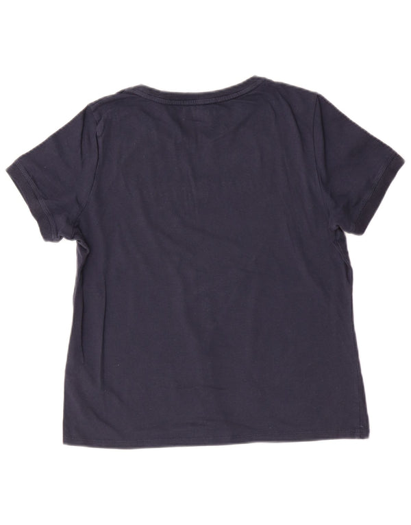 Tricou cu grafic Tommy Hilfiger pentru femei Top UK 14 Medium Bleumarin Bumbac