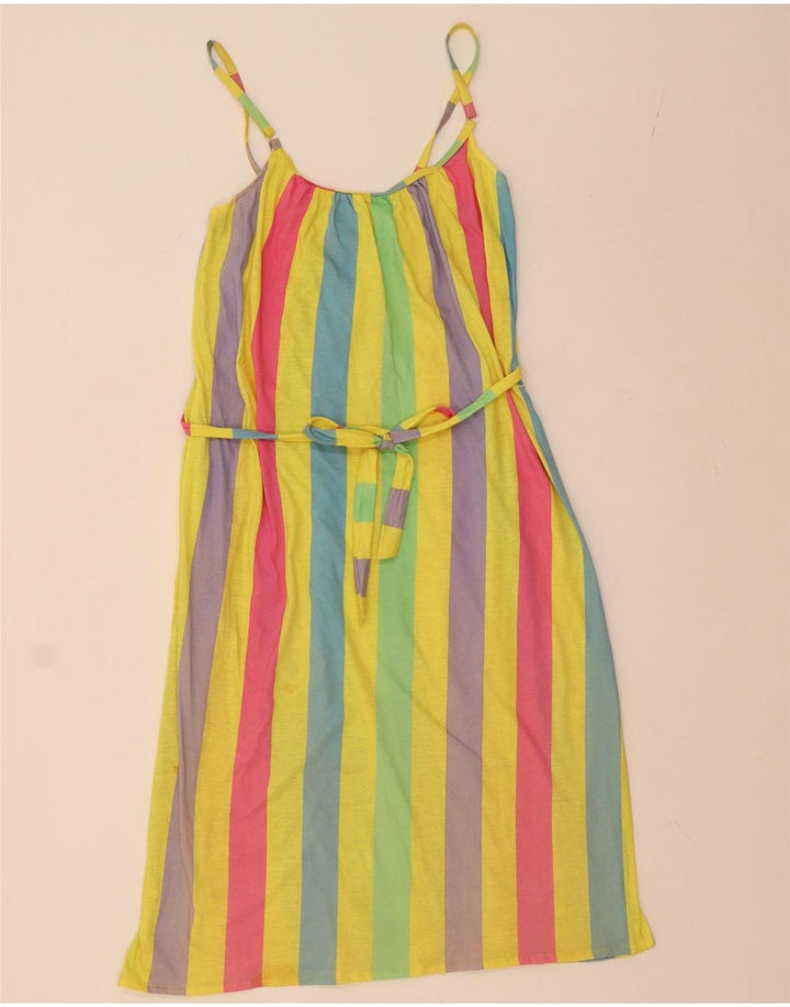 VINTAGE Womens Slip Dress UK 10 Small Multicoloured Striped Vintage Vintage and Second-Hand Vintage from Messina Hembry 