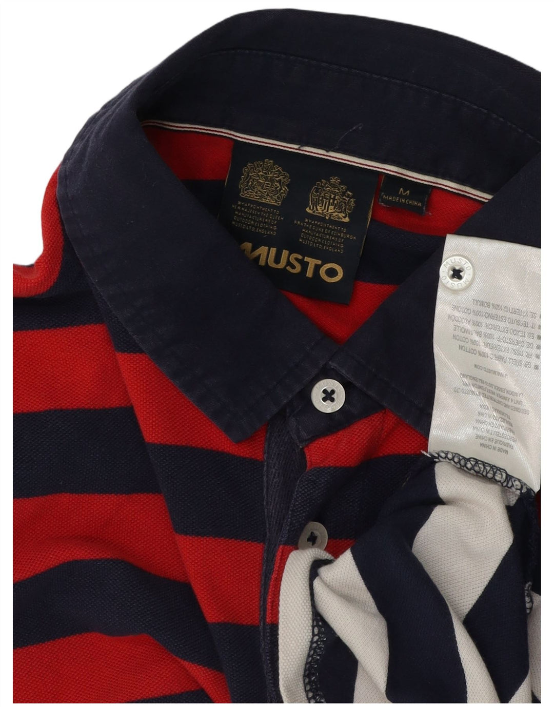 Tricou polo MUSTO pentru bărbați, bumbac cu dungi, albastru bleumarin mediu