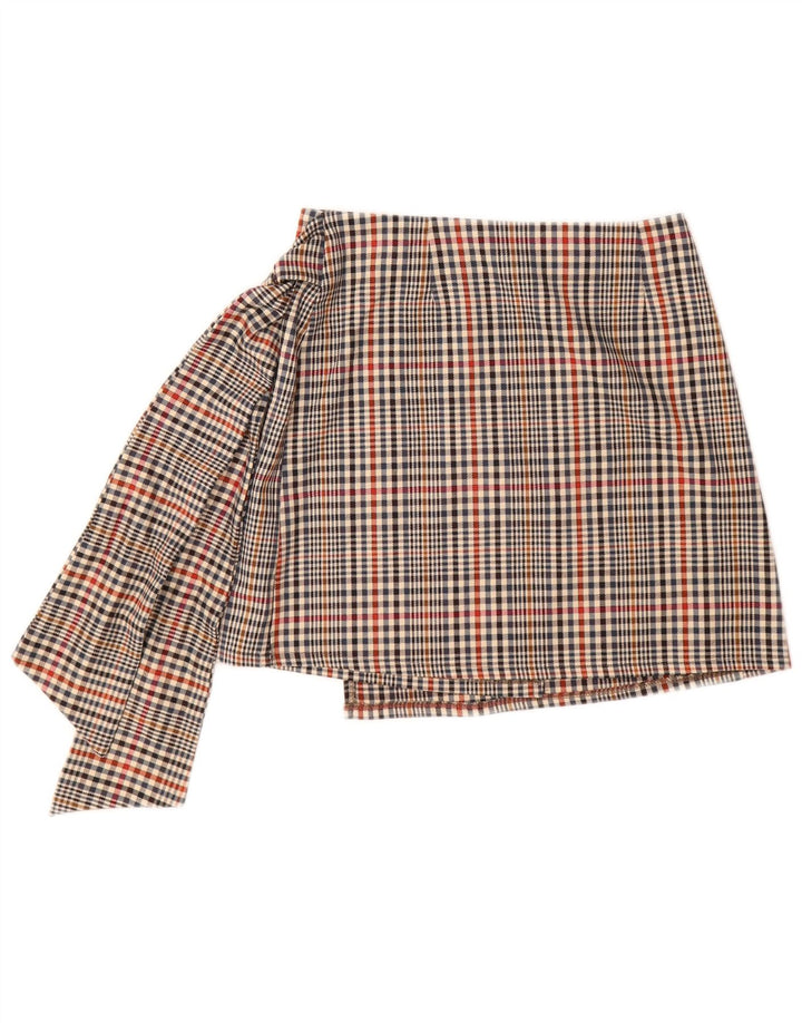 Fusta Wrap pentru femei HAVEONE Medium W28 Poliester cu carouri multicolore